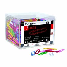 Acco Vinyl Coated Paper Clips, 1 1/8"