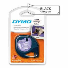 Dymo Letratag Tapes, Black on Clear