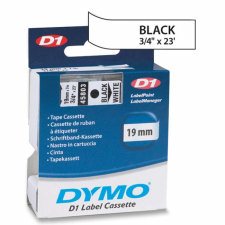 D1 Label Cassettes, 18mm - 3/4", Black on White