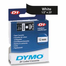 D1 Label Cassettes, 12mm - 1/2", White on Black