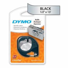 Dymo Letratag Tapes, Metallic , Black on Silver