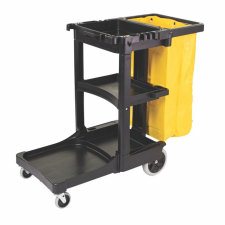 Janitor Cart with Zippered Yellow Vinyl Bag