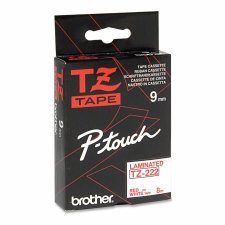 PTouch Tapes TZe Series, 9mm (3/8"), Red on White