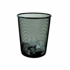 Winnable Round Wastebasket, Black Mesh