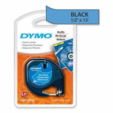 Dymo Letratag Tapes, Black on Blue