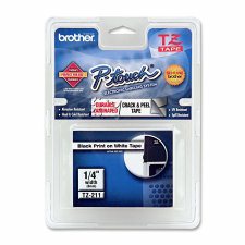 Ptouch Tze  Tapes, 6mm (1/4"), Black on White