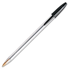 Bic Cristal Stic, Clear Barrel, Black