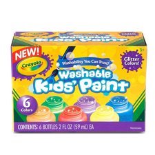 Crayola Washable Kids Paint Set, 6 Glitter Colours