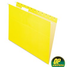 OP Brand Coloured Hanging Folders, Letter Yellow