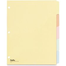 Oxford Plain Tab Dividers, 5 Tabs, Assorted