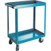 2 Shelf Utility Cart 5" Blue Elastic Rubber Casters