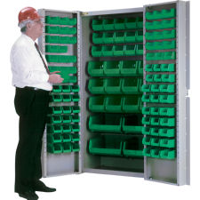 Deep Door Combination 118 Bin Cabinet w/Bins Green