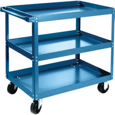 3 Shelf Utility Cart, 5" Polyolefin Casters