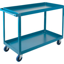 2 Shelf Utility Cart 5" Blue Elastic Rubber Casters