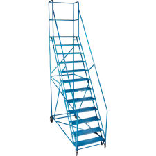Rolling 12-Step Ladder, With Handrails