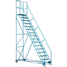 Rolling 16-Step Ladder, With Handrails