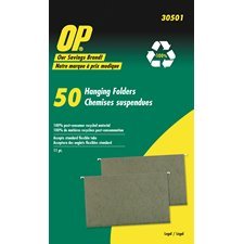 OP Brand Recycled Hanging Folders, Green, Legal