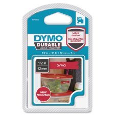 Dymo D1 Durable Replacement 1/2" Tapes, White/Red