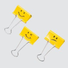 Rapesco Emoji Fold-Back Clips, 3/4" Yellow