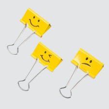 Rapesco Emoji Fold-Back Clips, 1/2" Yellow