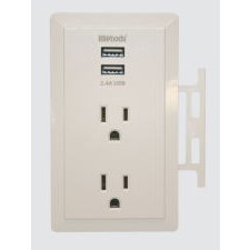 Woods 2-Outlet/2-USB Ports Wall Tap, White