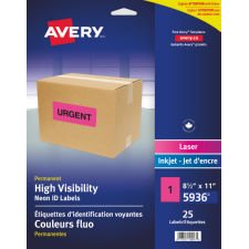 Avery Neon High Visibility Labels,  Magenta
