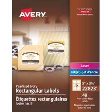 Avery Permanent Print-to-the-Edge Rectangular Pearlized Ivory Labels