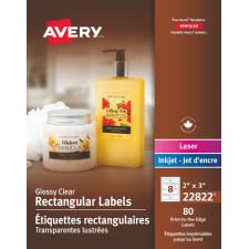 Avery Permanent Print-to-the-Edge Rectangular Clear Glossy Labels