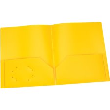 Oxford Two Pocket Poly Portfolio, Yellow