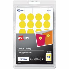 Avery Print or Write Colour Coding Labels, Yellow