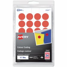 Avery Print or Write Colour Coding Labels, Red