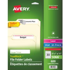 Avery TrueBlock File Folder Labels, Red