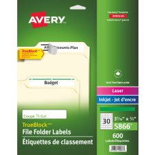 Avery TrueBlock File Folder Labels, Green