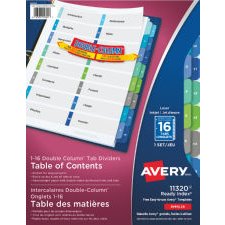 Avery Ready Index Double Column Dividers, 1-16