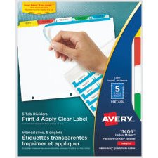 Avery Index Maker Clear Label Dividers, 5 Tab