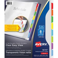 Wilson Jones View Tab Transparent Dividers, 8 Tab