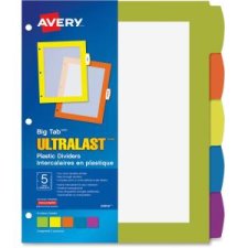 Avery Big Tab Ultralast Plastic Divider, 5 Tab