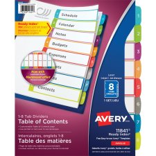 Avery Ready Index Table of Contents Dividers 8 Tab