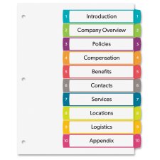 Avery Ready Index Table of Contents Dividers 10Tab