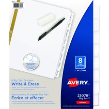Avery® Big Tab Write & Erase Dividers, 8 Tabs