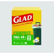 Glad Compostable Garbage Bags, 49L