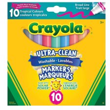 Crayola Ultra-Clean Broad Line Tip Markers Tropical Colours 10 per package