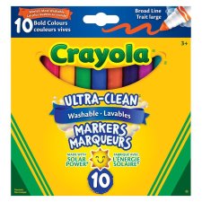 Crayola Ultra-Clean Broad Line Tip Markers Bold Colours 10 per package