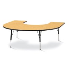 Berries Horseshoe Activity Table 66" x 60", 24-31"H  Oak