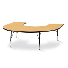 Berries Horseshoe Activity Table 66" x 60", 15-24"H  Oak