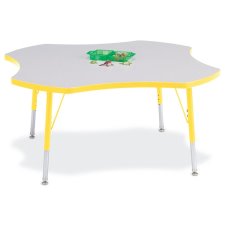 Berries Clover Activity Table 48", 15-24"H Grey/Yellow