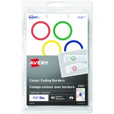 Avery Removable Colour Coding Labels, Round with Borders, 1-1/4", Assorted Colours