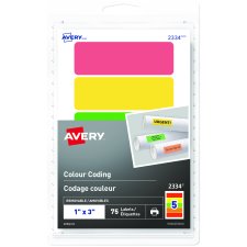 Avery® Removable Colour Coding Labels, 1" x 3", Assorted colours