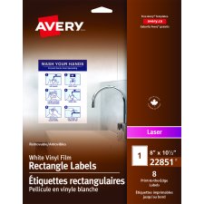 Avery Print-to-the-Edge Vinyl Signs, 8-1/2" x 11", White, 8/pkg