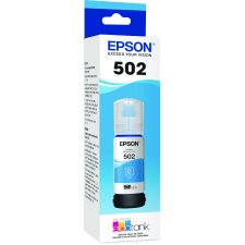 Epson T502 Ink Bottle with Sensormatic, Cyan, (T502320-S)